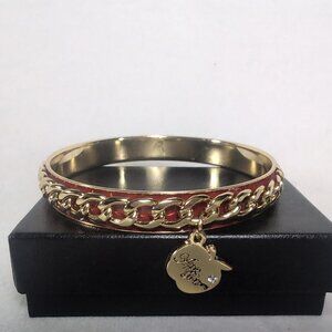 Apple Bottoms Bangle Gold Red Chain Bracelet Y2K Charm Vintage Genuine Crystal